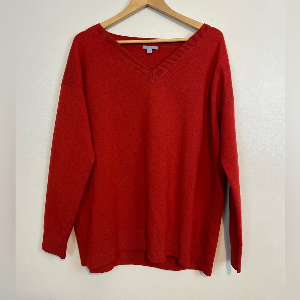 COS Wool Blend V-Neck Drop Shoulder Knot Cozy Sweater